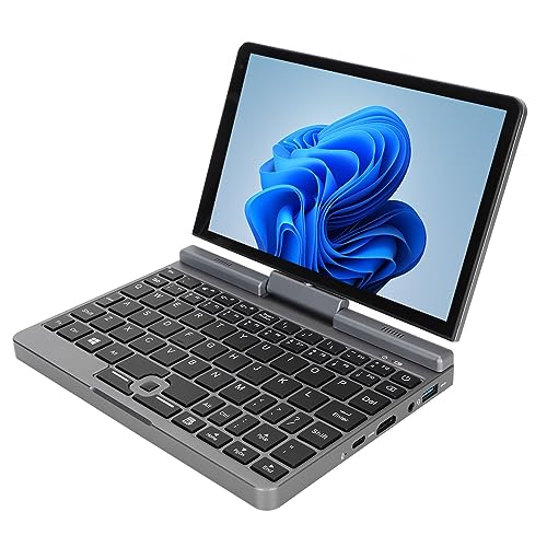 PUSOKEI 8 Zoll Laptop für Win 11, um 180 Grad Drehbarer RJ45 Notebook Computer für das Reisebüro, mit 12G LPDDR5 RAM, QWERTZ Tastatur (EU-Stecker 100–240 V 12G+128) von PUSOKEI