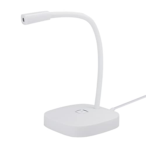 PUSOKEI Desktop-Mikrofonständer - USB-Computermikrofon Mit EIN-Tasten-Stummschaltung, Desktop-Mikrofon Omnidirektionale 360-Grad- für XP/7/8/10/ OS (White) von PUSOKEI