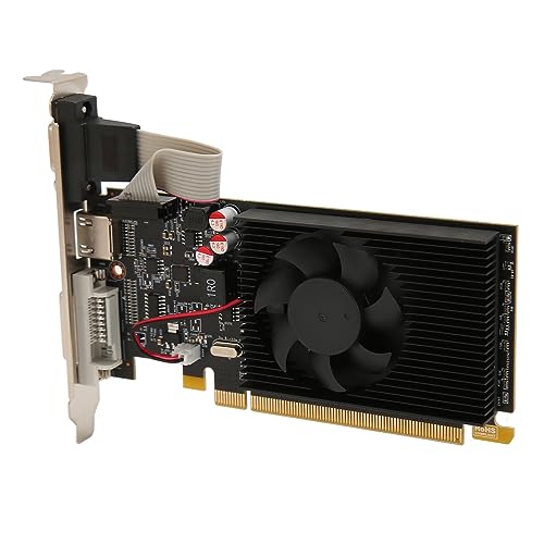 PUSOKEI R5 220 1 GB Desktop-Grafikkarte, 1 GB GDDR3 64-Bit-Gaming-Grafikkarte, 650 MHz GPU, 533 MHz Speichertakt mit 3 Ausgangsschnittstellen, PCI Express 1.1 für Desktop-Grafikkarte von PUSOKEI