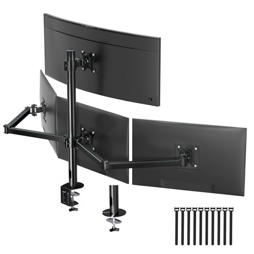 Monitor Halterung für 4-Monitore 17"-32" - Monitor Tischhalterung für LED LCD Bildschirme, Höhenverstellbar Monitor Halterung übereinander Monitorhalterung, 10kg pro Arm, VESA 75/100, Schwarz von PUTORSEN