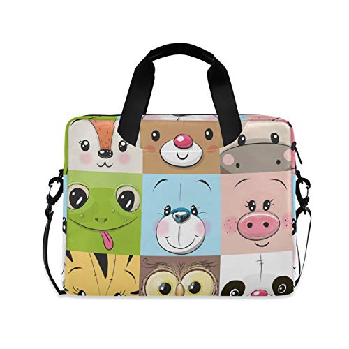 PUXUQU Netter Karikatur Tier Gesicht Laptoptasche 15.6 Zoll Laptop Tasche Aktentasche Hülle Notebooktasche Handtasche Schulter Tasche für Uni Arbeit Business von PUXUQU