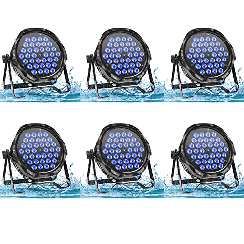 PUZILOZA 6PCS Wasserdichter 36LED Par Scheinwerfer, RGB Bühnenlicht Strahler DMX 3/7CH, IP65 Outdoor Party Licht für Draußen DJ Bar Club Schwimmbad von PUZILOZA