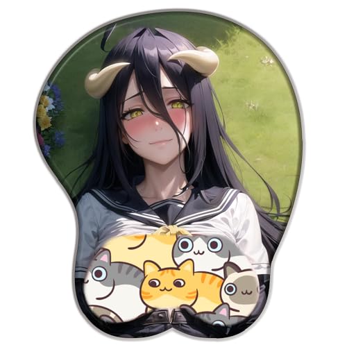 Overlord Albedo Anime 3D Mouse Pad Wrist Support Mouse Mat in Pretty Pattern, Stereoscopic Cute Soft Mouse Mat for Office, Laptop von PUrar