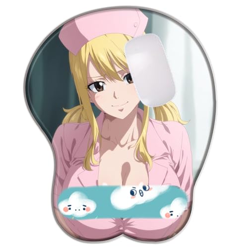 PUrar Fairy Tail Lucy Anime 3D Mauspad aus weichem Silikon für Büro-Spiele, Bürozubehör, mit Handgelenkstütze von PUrar