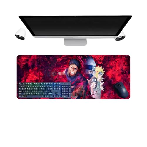 PUrar Japanese Uchiha Obito Anime Large Multifunction Gaming Mousepad, 800 x 300 x 3 mm, Mauspad, Gaming-Tastatur, wasserdicht und Basis aus rutschfestem Gummi, strukturierte Oberfläche von PUrar