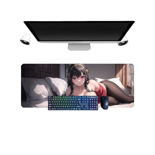 PUrar Japanisches Anime Spy Yor Forger XL Multifunktions-Gaming-Mauspad, 800 x 300 mm, Mauspad, Gaming-Tastatur, wasserdicht und Basis aus rutschfestem Gummi, strukturierte Oberfläche von PUrar