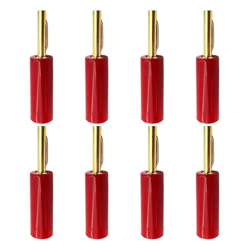 PVUVTNAHW 8/40 STÜCKE 4mm Vergoldete Bananenstecker Lautsprecher Kein Schweißen Horn Stecker for Audio Video Kabel Adapter(8 Red) von PVUVTNAHW