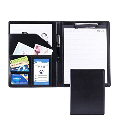 A4 Zwischenablage Mappe Konferenzmappe, Halter Ring Datei Dokument Fall Multi Pocket und Legal Pad for Business Organizer Interview und Meeting(Black,No calculator) von PXAMORTEL