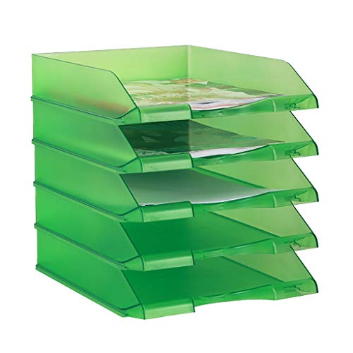 Stapelbare Büro-Briefablagen, 5-schicht Tabletts Desktop Dokument Brief Tablett Organizer Büro Desktop Kunststoff Datei Rahmen Informationen Lagerung Rack(Green) von PXAMORTEL