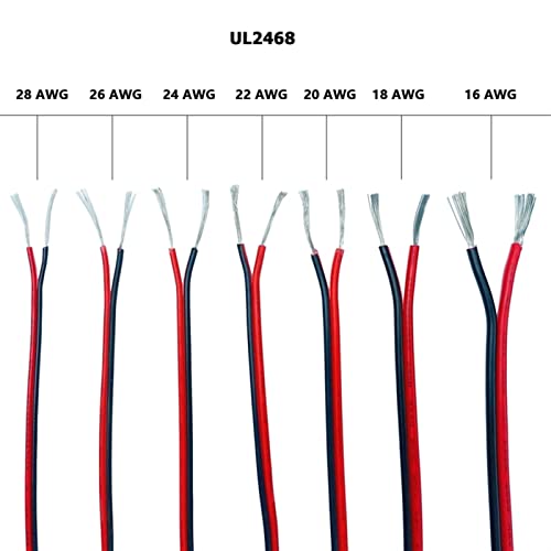 PXQPYMATX UL2468 2. Pin elektrische Drähte verzinnter Kupferkabel rot schwarzes flaches Bandkabel 16 18 22 24 26 28 AWG LED Auto elektrischer Draht 12V Draht und Kabel(50M_20 AWG) von PXQPYMATX