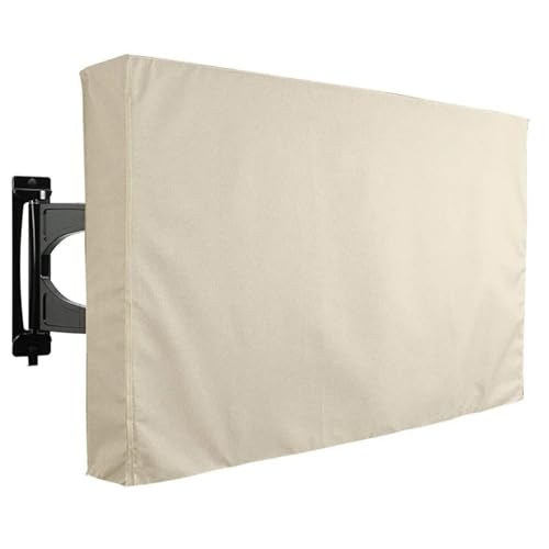 Outdoor TV-Abdeckung, staubdicht, wasserdicht, Oxford 600D TV-Box (Beige, 152,4 x 165 cm) von PZOFERLIN