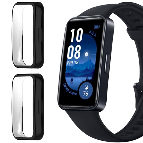 PaceBid [2 Stück] Hülle Kompatibel mit Huawei Band 9/Huawei Band 8, TPU Weiche Ultradünne Vollständige Abdeckung Cover Case Displayschutzfolie für Huawei Band 9/Huawei Band 8 -Schwarz von PaceBid