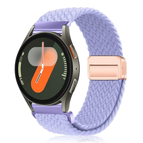 PaceBid 20mm Nylon Armband für Samsung Galaxy Watch 7/6/5/4 (40mm 44mm)/Watch FE/Watch 6 Classic (43mm 47mm)/Watch 5 Pro 45mm Geflochtenes Magnetisch Ersatzarmband für Galaxy Watch 42mm - Lavendel von PaceBid