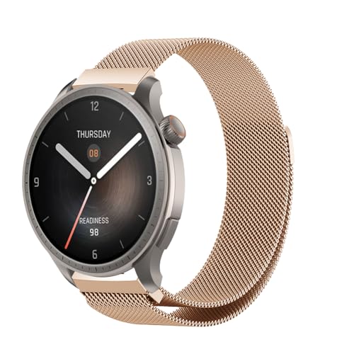 PaceBid Armband Kompatibel mit Amazfit Balance, Metall Gewebte Edelstahl Magnetisch Ersatzband Herren Damen Verstellbarer Uhrenarmband für Amazfit Balance-Roségold von PaceBid