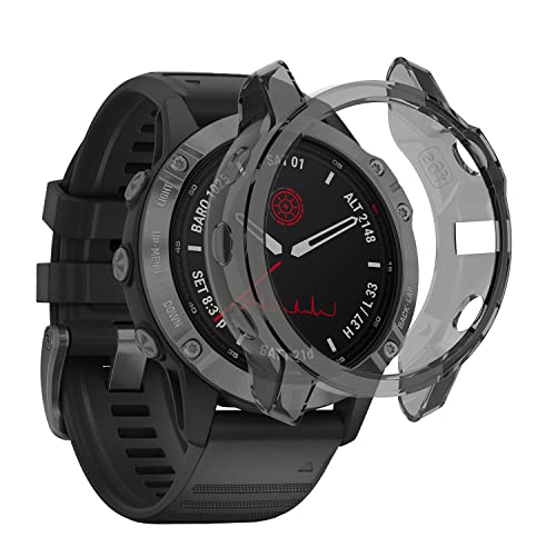 PaceBid Hülle Kompatibel mit Garmin Fenix 6 PRO, Schutzhülle TPU-Gehäuse Kratzfest Schutzhülle Hülle Schutz Case für Garmin Fenix 6 PRO (Schwarz) von PaceBid