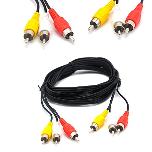 Padarsey RCA Audio-/Video-Composite-Kabel, DVD/VCR/SAT, gelb/weiß/rot, 3 Stecker auf 3 Stecker, 3 m von Padarsey