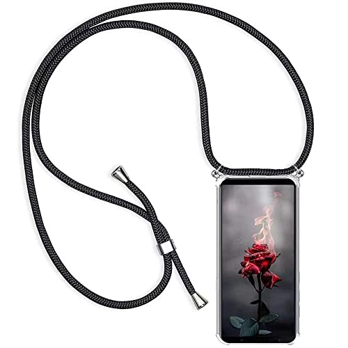 Paekear Handykette Handyhülle für Huawei Nova 12i Hüllen, Smartphone Necklace Hülle mit Band - Transparent Schutzhülle Stossfest - Schnur mit Case zum Umhängen - Schwarz von Paekear