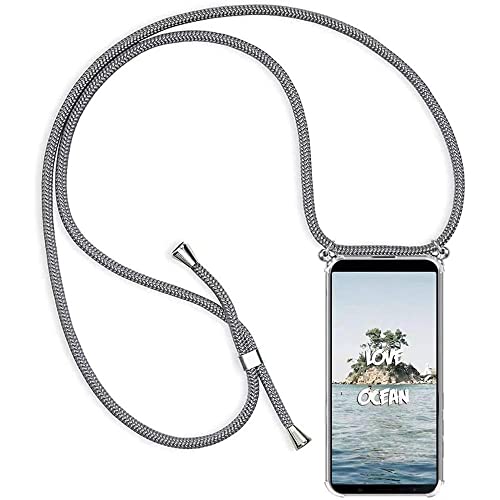 Paekear Handykette Handyhülle für Oppo A78 5G Hülle, Smartphone Necklace Hülle mit Band - Transparent Schutzhülle Stossfest - Schnur mit Case zum Umhängen in Grau von Paekear