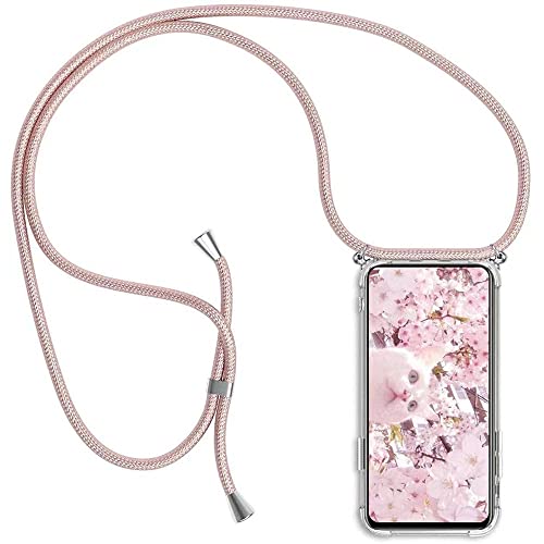 Paekear Handykette Handyhülle für Realme C65 4G Hüllen, Smartphone Necklace Hülle mit Band - Transparent Schutzhülle Stossfest - Schnur mit Case zum Umhängen - Roségold von Paekear