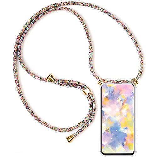 Paekear Handykette Handyhülle für Samsung Galaxy A06 Hüllen, Smartphone Necklace Hülle mit Band - Transparent Schutzhülle Stossfest - Schnur mit Case zum Umhängen - Rainbow von Paekear