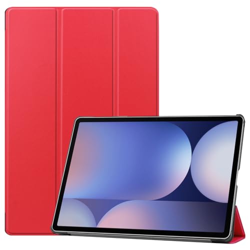 Palizufio Hülle für Samsung Galaxy Tab S10 Plus SM-X820 12.4",Schlank Leicht PU Leder Tasche Schutzhülle Flip Folio Dreifach Ständer Klapphülle Abdeckung mit Auto Wecken/Schlafen,Rot von Palizufio