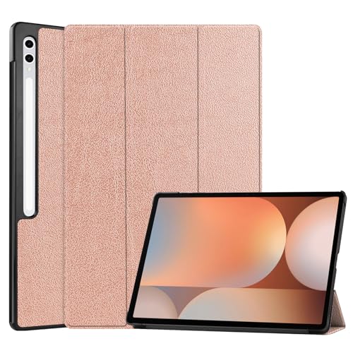 Palizufio Hülle für Samsung Galaxy Tab S10 Ultra SM-X920 14.6",Schlank Leicht PU Leder Tasche Schutzhülle Flip Folio Dreifach Ständer Klapphülle Abdeckung mit Auto Wecken/Schlafen,Roségold von Palizufio