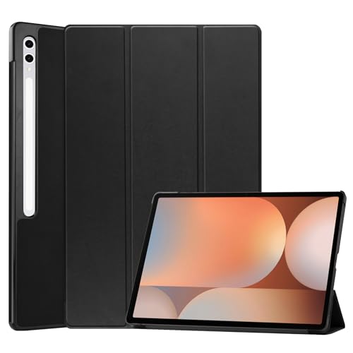 Palizufio Hülle für Samsung Galaxy Tab S10 Ultra SM-X920 14.6",Schlank Leicht PU Leder Tasche Schutzhülle Flip Folio Dreifach Ständer Klapphülle Abdeckung mit Auto Wecken/Schlafen,Schwarz von Palizufio