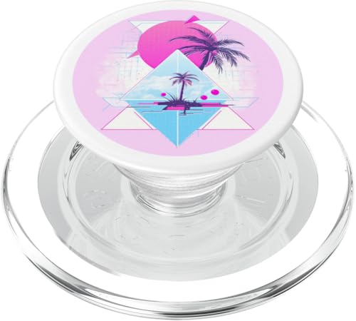 Purple Palm Tree Island Blue Triangles and Pink Circles PopSockets PopGrip für MagSafe von Palm Trees and Geometric Shapes