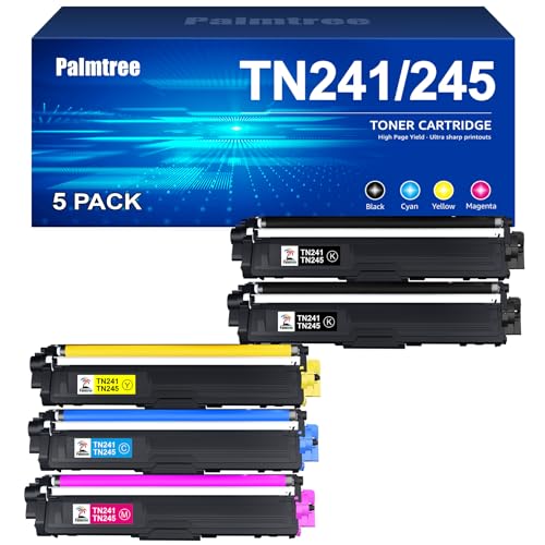 Palmtree TN241 TN245 Toner Kompatibel für Brother TN-241 TN-245 für Brother MFC 9332CDW Toner DCP 9022CDW MFC-9142CDN HL-3142CW DCP-9022CDW MFC-9332CDW DCP-9020CDW HL-3152CDW HL-3140CW (5er-Pack) von Palmtree