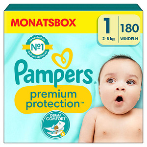 Pampers® Windeln Monatsbox premium protection™ Größe Gr.1 (2-5 kg) für Neugeborene (0-3 Monate), 180 St. von Pampers®
