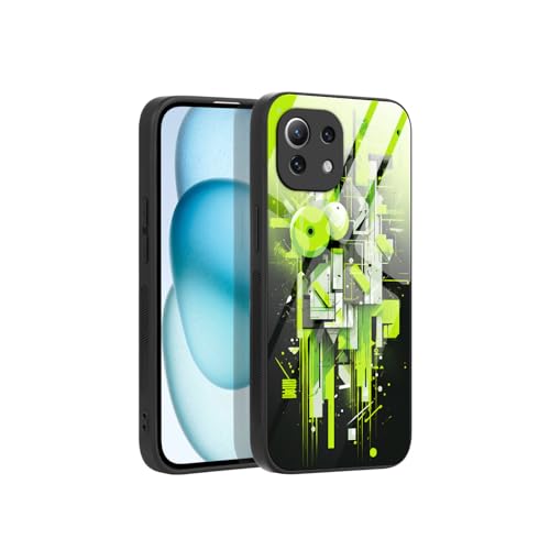 PanXCase Glas Hülle für Xiaomi Mi 11 Lite 4G / 5G / 5G NE - Bunt Aesthetic Motiv Muster rutschfest Design Neu Handyhülle, Dünn Stoßfeste Kratzfest Bumper Schutzhülle (Cyberpunk) von PanXCase