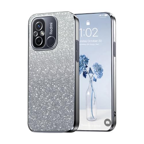 PanXCase Glitzer Hülle für Xiaomi Redmi A4 - Transparent Glitter Mädchen Frau Elegant HandyHülle, Durchsichtig Bling Ultra Dünn Stoßfest Schutzhülle (Grau) von PanXCase