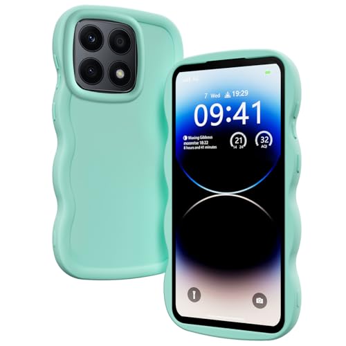 PanXCase Hülle für Honor X8a 4G - Handyhülle Silikonhülle Süß Wellen-Rahmen Design, Slim Dünn Weiche Stoßfest Kratzfest Bumper Schutzhülle (Grün) von PanXCase