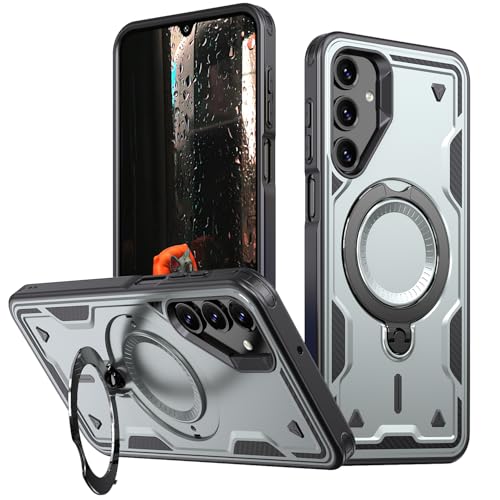 PanXCase Hülle für Samsung Galaxy A15 5G/4G - Handyhülle Militär Panzerhülle 360° Metall Ring Ständer Magnetisch Stoßfest Puffer Armor Neu Schutzhülle (Grey) von PanXCase