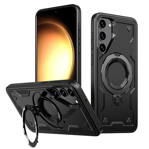 PanXCase Hülle für Samsung Galaxy A16 5G/4G - Handyhülle Militär Panzerhülle 360° Metall Ring Ständer Magnetisch Stoßfest Puffer Armor Neu Schutzhülle (Black) von PanXCase