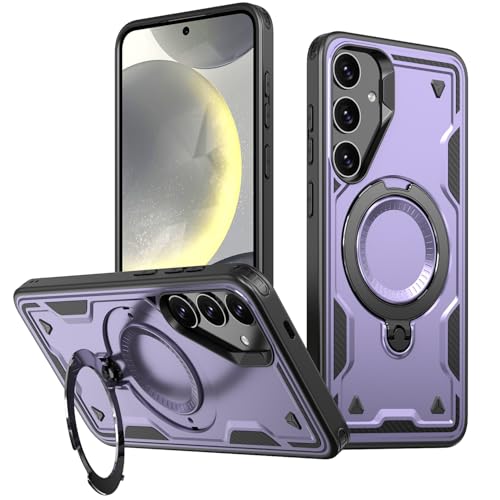 PanXCase Hülle für Samsung Galaxy S24 FE - Handyhülle Militär Panzerhülle 360° Metall Ring Ständer Magnetisch Stoßfest Puffer Armor Neu Schutzhülle (Purple) von PanXCase