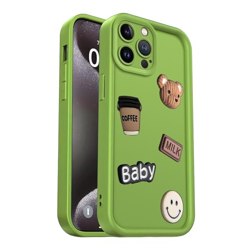 PanXCase Hülle für Xiaomi Redmi Note 14 Pro 5G - Handyhülle 3D Bärchen Lächeln Motiv Design Süß Silikonhülle, Kameraschutz Mädchen Stoßfest Schutzhülle (Green) von PanXCase