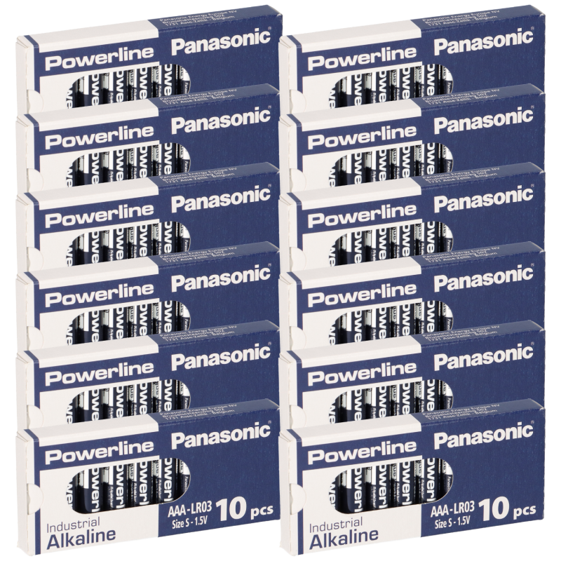 120x MICRO AAA LR03 MN2400 Batterie PANASONIC POWERLINE INDUSTRIAL 1383mAh 12x10er Pack von Panasonic