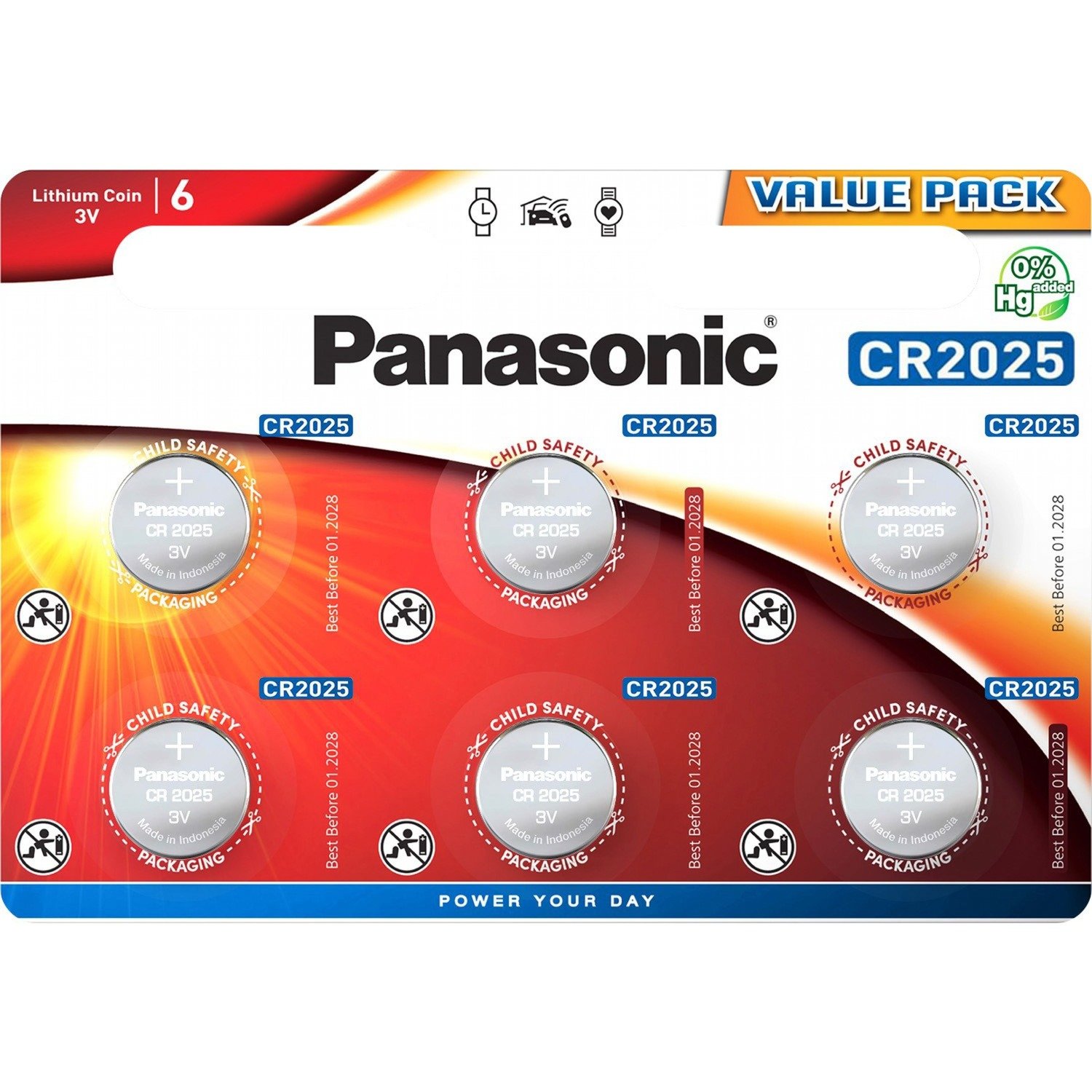 Lithium Knopfzelle CR-2025EL/6B, Batterie von Panasonic