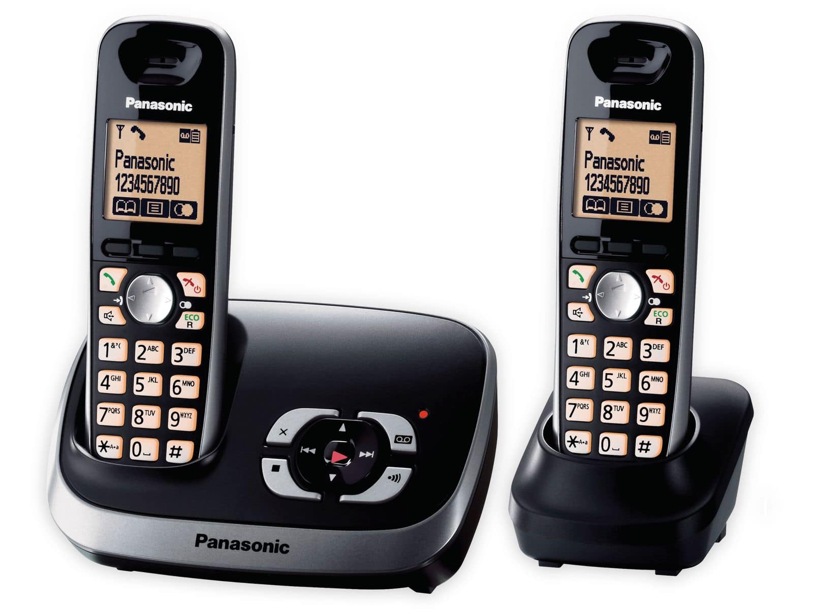 PANASONIC DECT-Telefon KX-TG6522GB, Duo, mit AB, schwarz von Panasonic