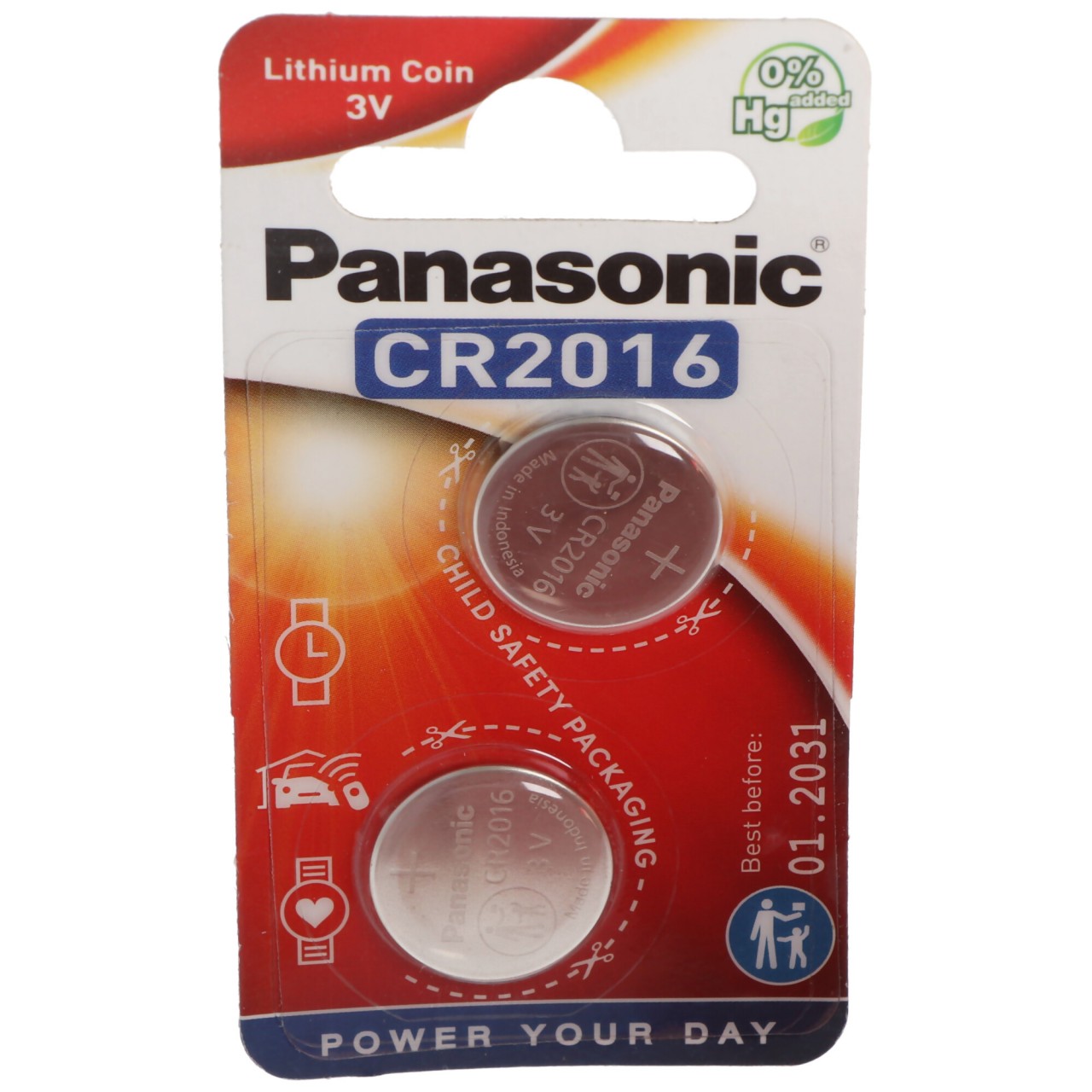 Panasonic Batterie Lithium, Knopfzelle, CR2016, 3V Electronics, Lithium Power, Retail Blister (2-Pack) von Panasonic