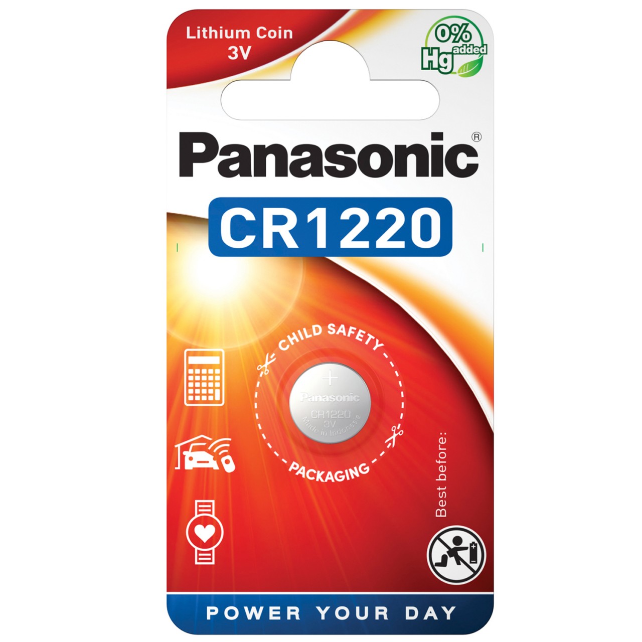 Panasonic CR1220 Lithium Power Knopfzelle CR1220EL/1B von Panasonic