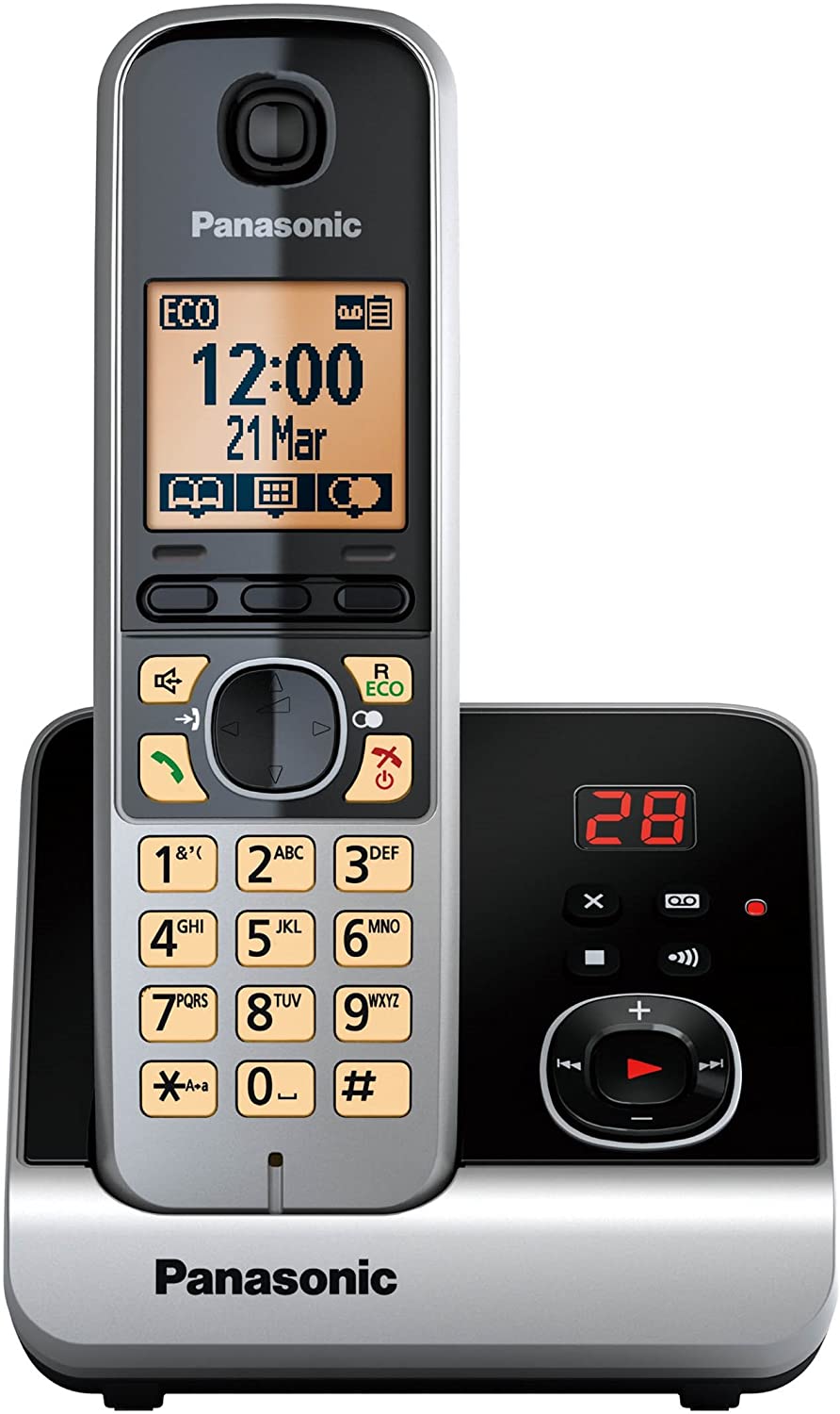 Panasonic KX-TG6721GB schnurloses Telefon mit Anrufbeantworter schwarz/silber von Panasonic
