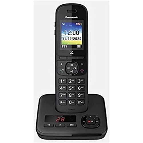 Panasonic KX-TGH720FRB DECT Digitales Telefon, kabellos, Anrufbeantworter, Basis und Mobilteil, Freisprecheinrichtung, Anruferkennung, Blockierung unerwünschter Anrufe, LCD-Farbdisplay, Schwarz von Panasonic