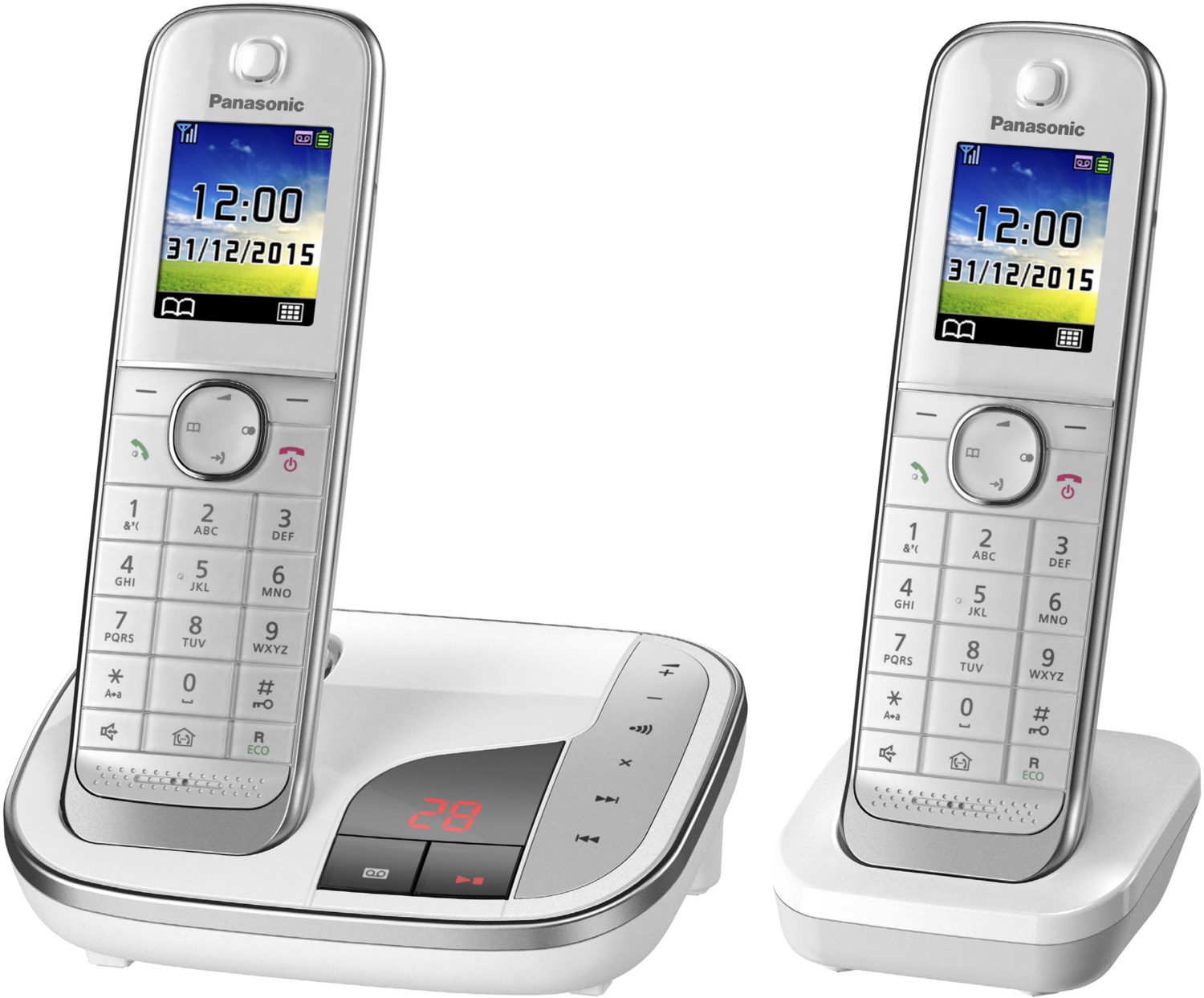 Panasonic KX-TGJ322GW schnurloses Telefon mit Anrufbeantworter 2 Mobilteile weiß von Panasonic
