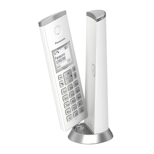 Panasonic KX-TGK220GW Design- Schnurlostelefon mit Anrufbeantworter, Station & Hörer, Freisprecheinrichtung, weißes LCD, Blockierung störender Anrufe, Hörer-Magnet, Weiß von Panasonic