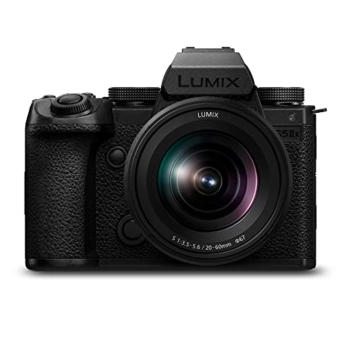 Panasonic LUMIX DC-S5M2XKE Spiegellose Vollformatkamera mit LUMIX S-R2060 20-60mm F3.5-5.6 Objektiv, 4K 60p & 6K 30p unbegrenzte Aufnahme, Flip Screen, WLAN, Hybrid-Phasen-AF, DMW-BLK22 Akku, Schwarz von Panasonic