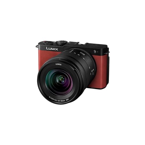 Panasonic Lumix DC-S9KE-R Vollformat Kamera, spiegellos, Open Gate Vlogging, 24,2 MP, 6K/4K, 779-Punkt-PDAF, Bildstabilisierung, LUT, 180°-Flexibler-Monitor, 5 GHz WLAN, Rot, 20-60 mm Objektiv von Panasonic
