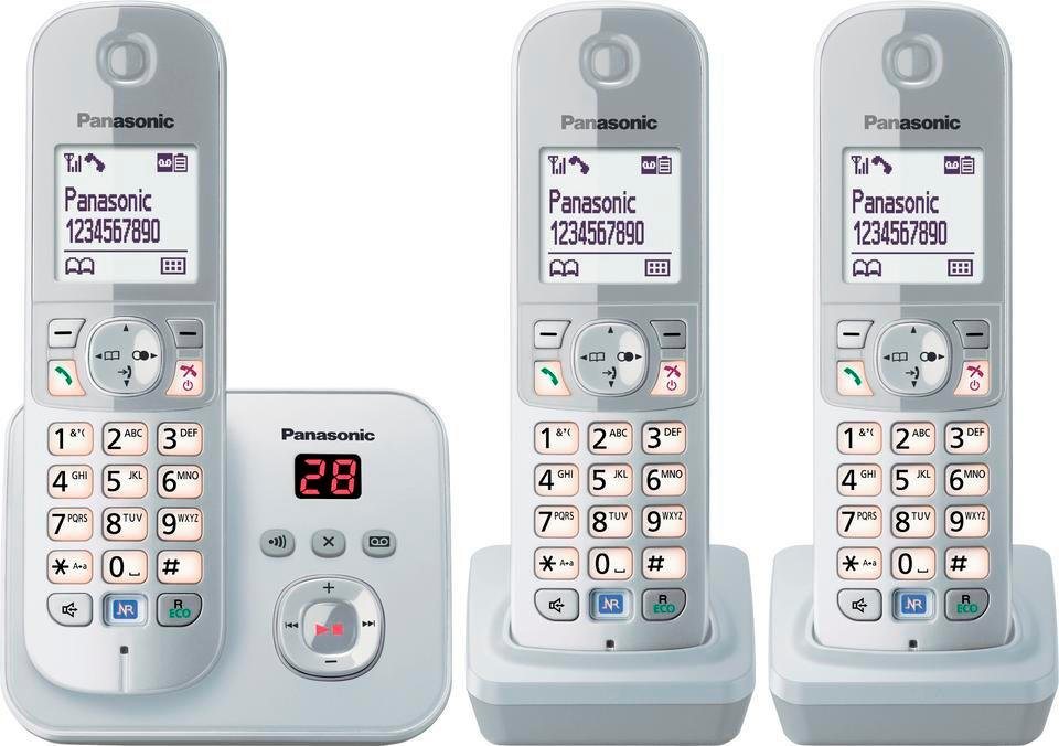 Panasonic TG6823G Trio Schnurloses DECT-Telefon (Mobilteile: 3, mit Anrufbeantworter, Nachtmodis, Freisprechen) von Panasonic