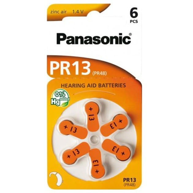 Hörgerätebatterie Zinc Air PR-13/6LB von Panasonic
